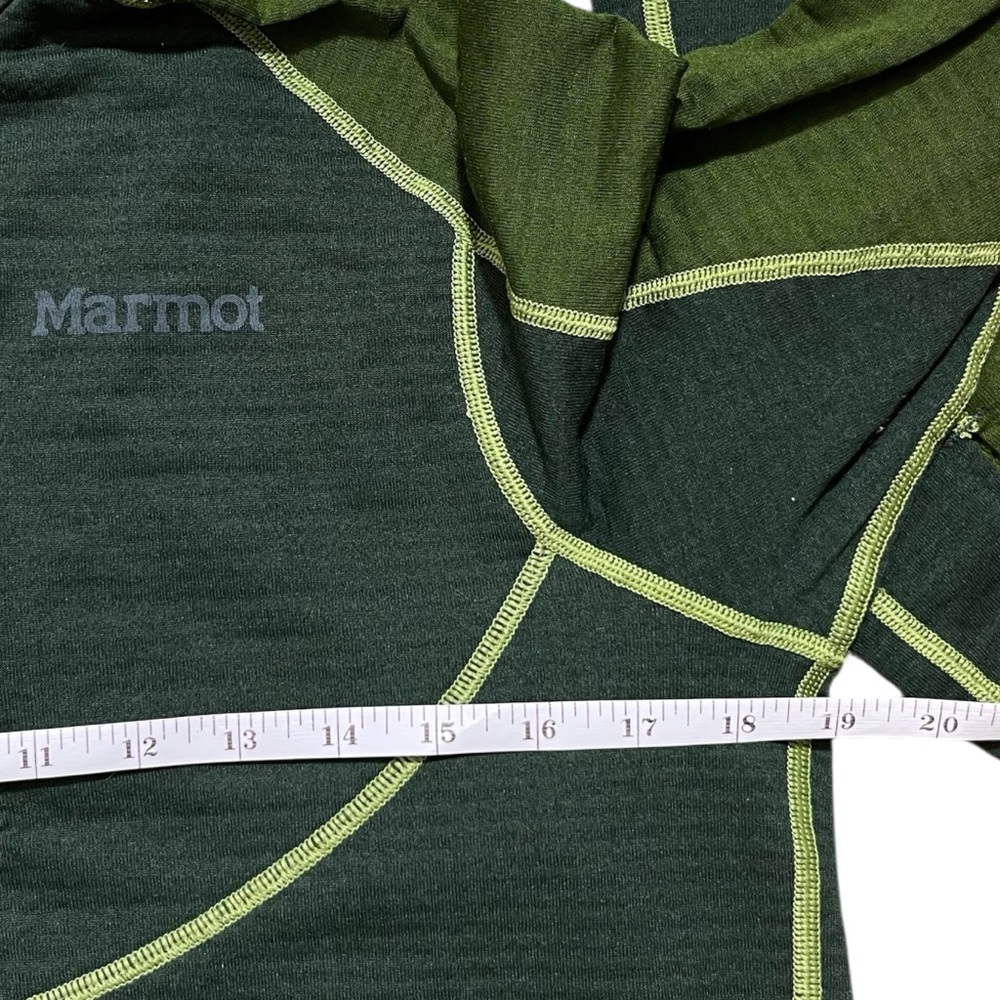 Marmot Forest Green Pullover w/Thermal Texture Pockets Thumb Holes Polartec - Picture 5 of 8